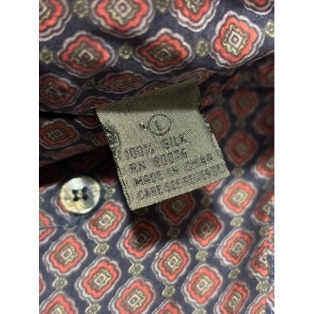 Vtg Robert Stock Mens Silk Short Sleeve Button Down Shirt Geometric Print Size L - Picture 5 of 8